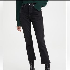 AGOLDE Riley Crop Jeans in Panoramic Black Size 29 NWT'S